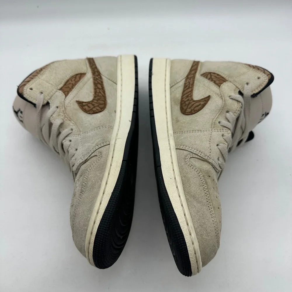 Nike DZ4129-102 Mens Size 11 Air Jordan 1 Mid SE Brown Elephant Suede Sneakers